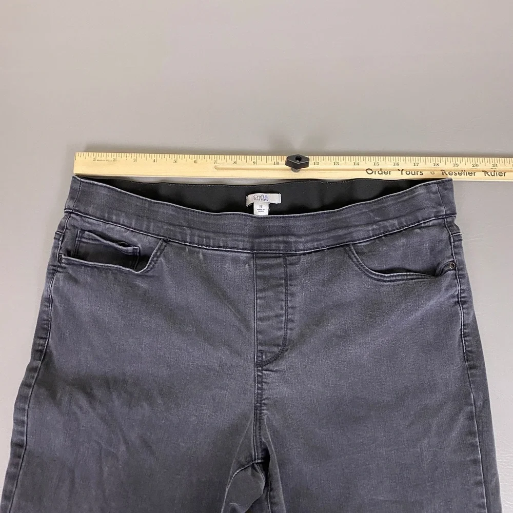 Croft & Barrow Jeggings Pull On Womens Size 18 Gray Straight Leg Denim High Rise